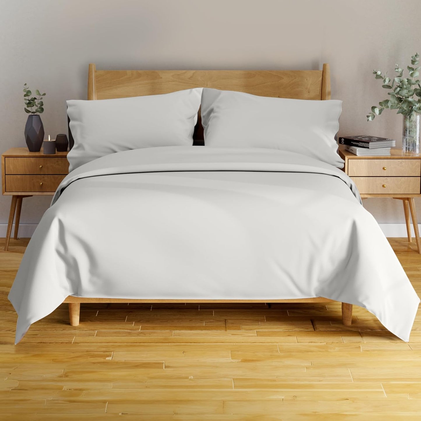 100% Viscose Derived from Bamboo Sheets Twin - 4PC Set - Super Soft Cooling Sheets - up to 16’’ Deep Pocket - Luxury Series - 1 Flat Sheet,1 Fitted Sheet,2 Pillowcases (Twin Stone Grey)