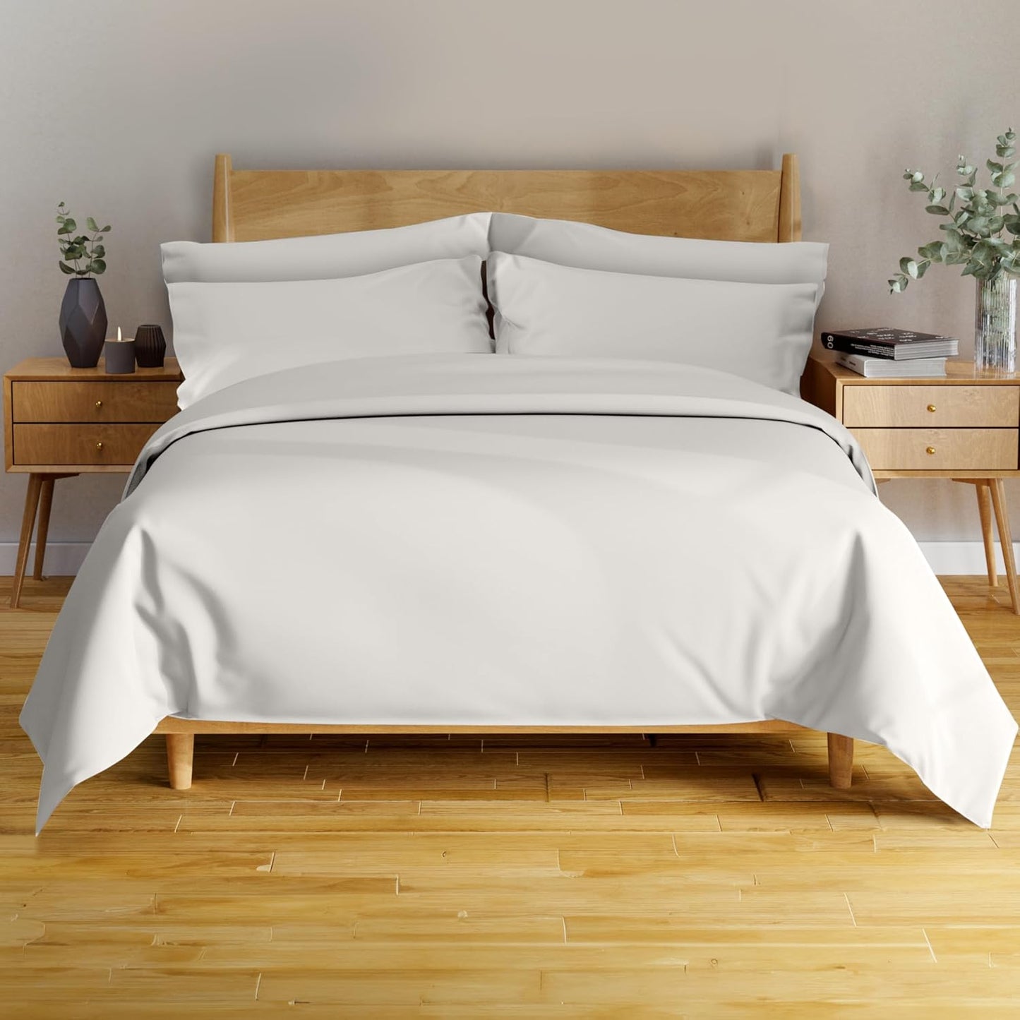 100% Viscose Derived from Bamboo Sheets Twin - 4PC Set - Super Soft Cooling Sheets - up to 16’’ Deep Pocket - Luxury Series - 1 Flat Sheet,1 Fitted Sheet,2 Pillowcases (Twin Stone Grey)