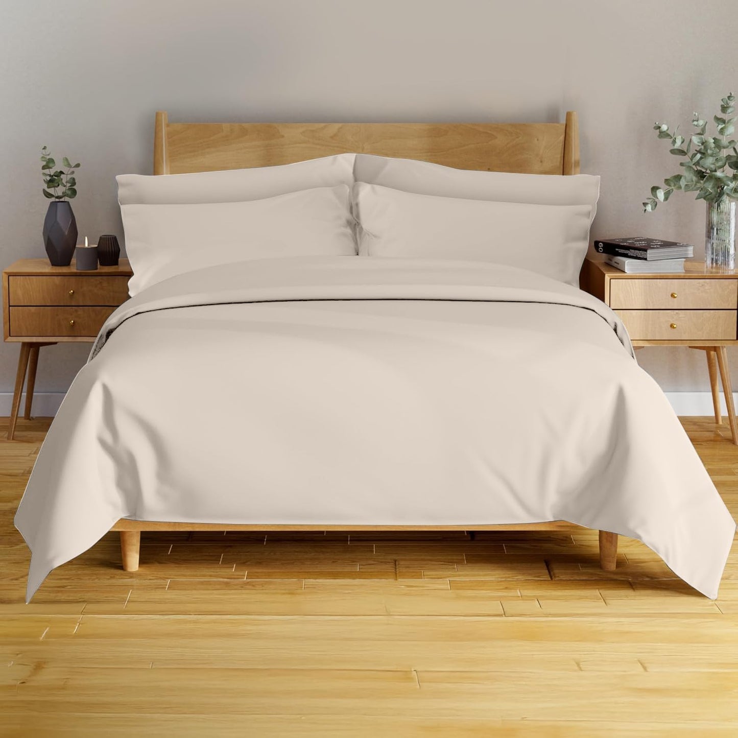 100% Viscose Derived from Bamboo Sheets Twin - 4PC Set - Super Soft Cooling Sheets - up to 16’’ Deep Pocket - Luxury Series - 1 Flat Sheet,1 Fitted Sheet,2 Pillowcases (Twin Stone Grey)