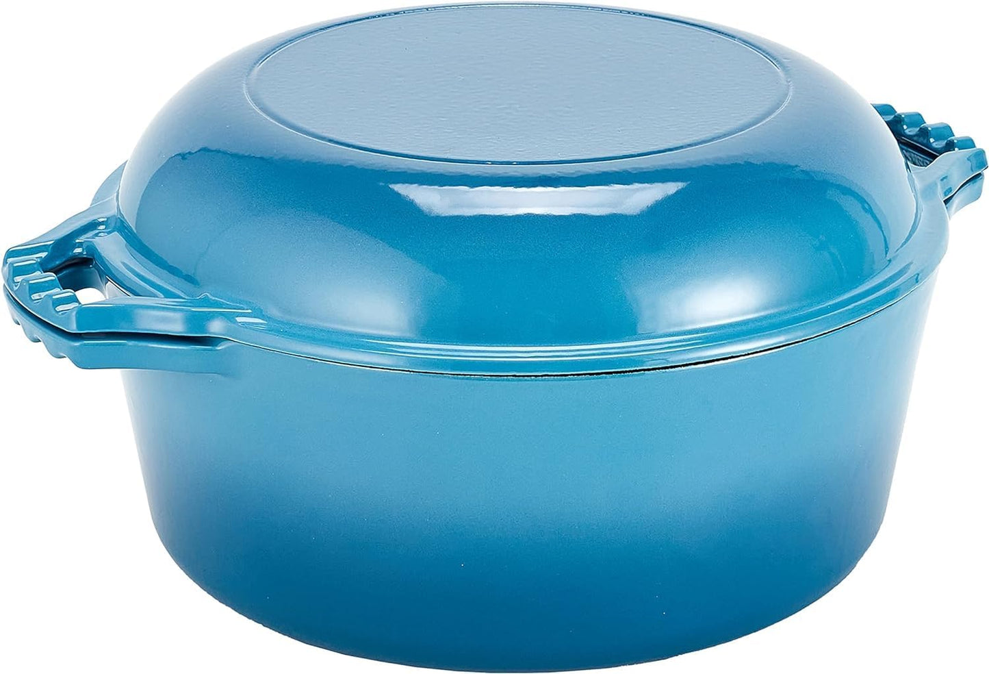2-In-1 Pre-Seasoned Cast Iron Dutch Oven with Skillet Lid - 5 Qt round Cast Iron Pot for Bread, Casserole, Braising - Heavy Duty Enamel Cookware Set, Double Dutch Oven - 13.5 X 7-Inch, Black