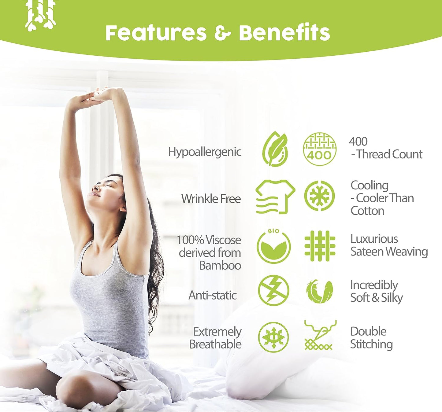 100% Viscose Derived from Bamboo Sheets Twin - 4PC Set - Super Soft Cooling Sheets - up to 16’’ Deep Pocket - Luxury Series - 1 Flat Sheet,1 Fitted Sheet,2 Pillowcases (Twin Stone Grey)