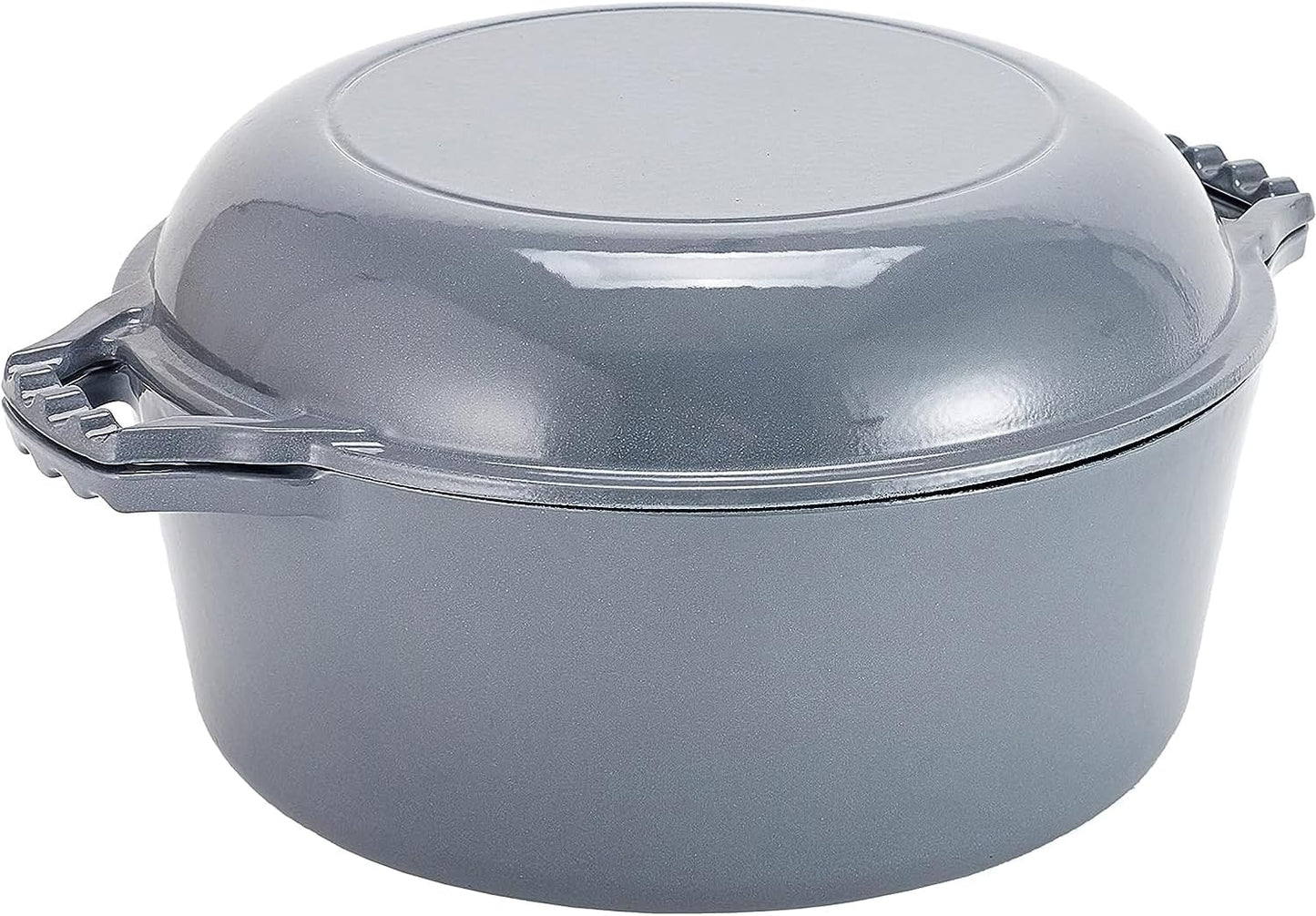 2-In-1 Pre-Seasoned Cast Iron Dutch Oven with Skillet Lid - 5 Qt round Cast Iron Pot for Bread, Casserole, Braising - Heavy Duty Enamel Cookware Set, Double Dutch Oven - 13.5 X 7-Inch, Black