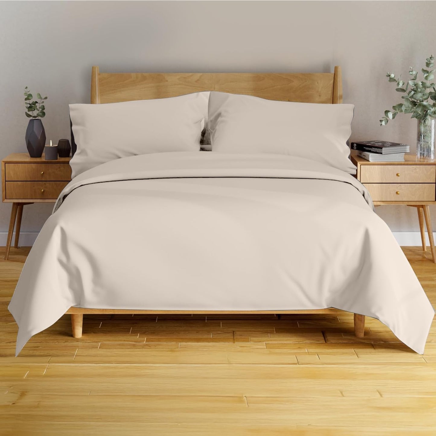 100% Viscose Derived from Bamboo Sheets Twin - 4PC Set - Super Soft Cooling Sheets - up to 16’’ Deep Pocket - Luxury Series - 1 Flat Sheet,1 Fitted Sheet,2 Pillowcases (Twin Stone Grey)