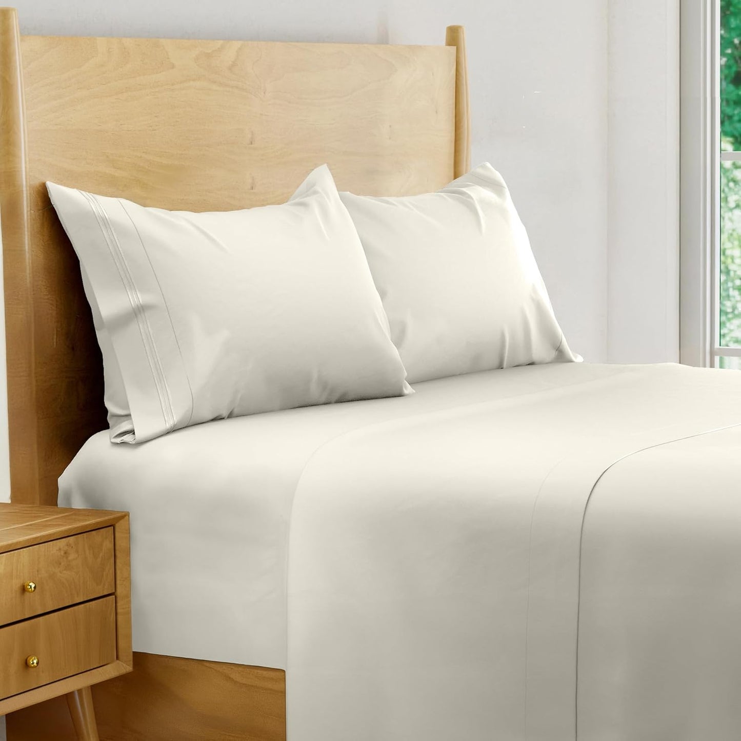 100% Viscose Derived from Bamboo Sheets Twin - 4PC Set - Super Soft Cooling Sheets - up to 16’’ Deep Pocket - Luxury Series - 1 Flat Sheet,1 Fitted Sheet,2 Pillowcases (Twin Stone Grey)