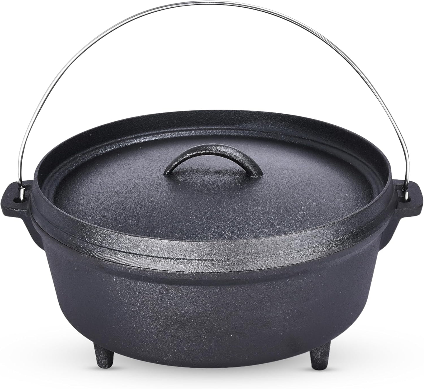 2-In-1 Pre-Seasoned Cast Iron Dutch Oven with Skillet Lid - 5 Qt round Cast Iron Pot for Bread, Casserole, Braising - Heavy Duty Enamel Cookware Set, Double Dutch Oven - 13.5 X 7-Inch, Black