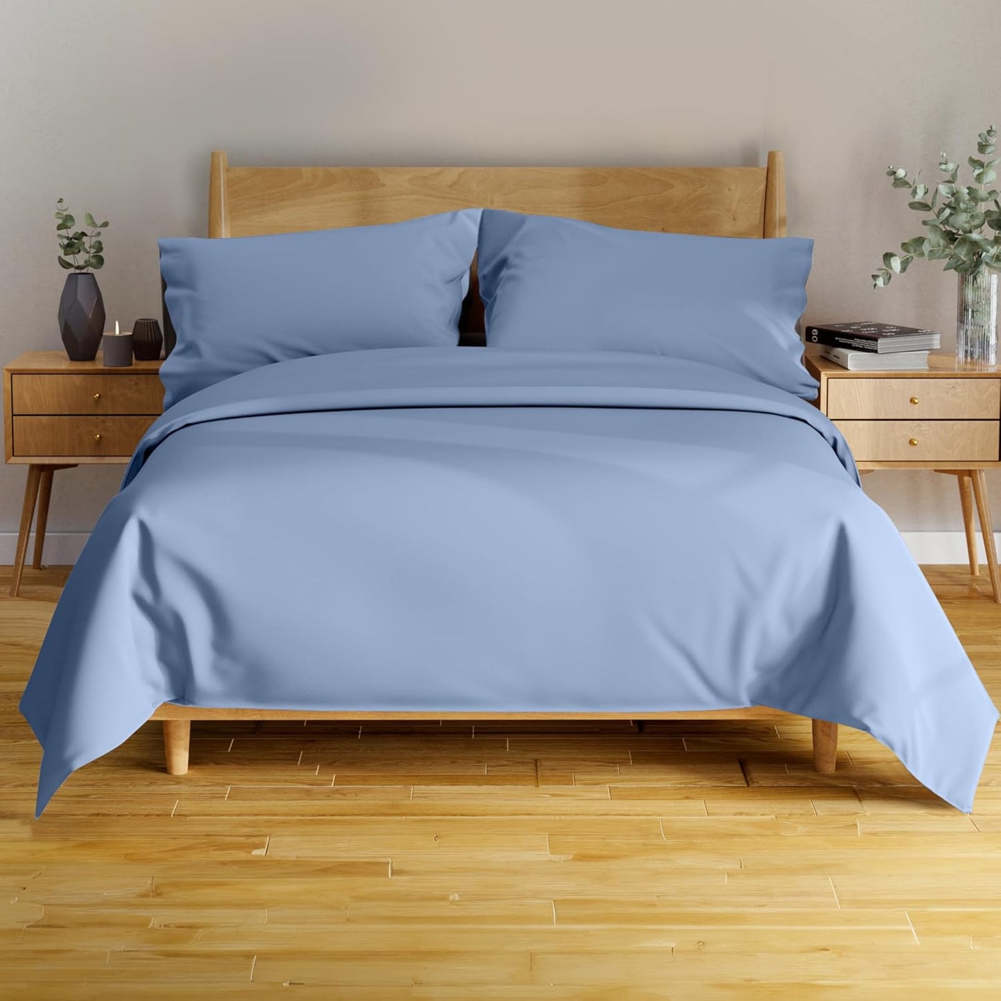 100% Viscose Derived from Bamboo Sheets Twin - 4PC Set - Super Soft Cooling Sheets - up to 16’’ Deep Pocket - Luxury Series - 1 Flat Sheet,1 Fitted Sheet,2 Pillowcases (Twin Stone Grey)