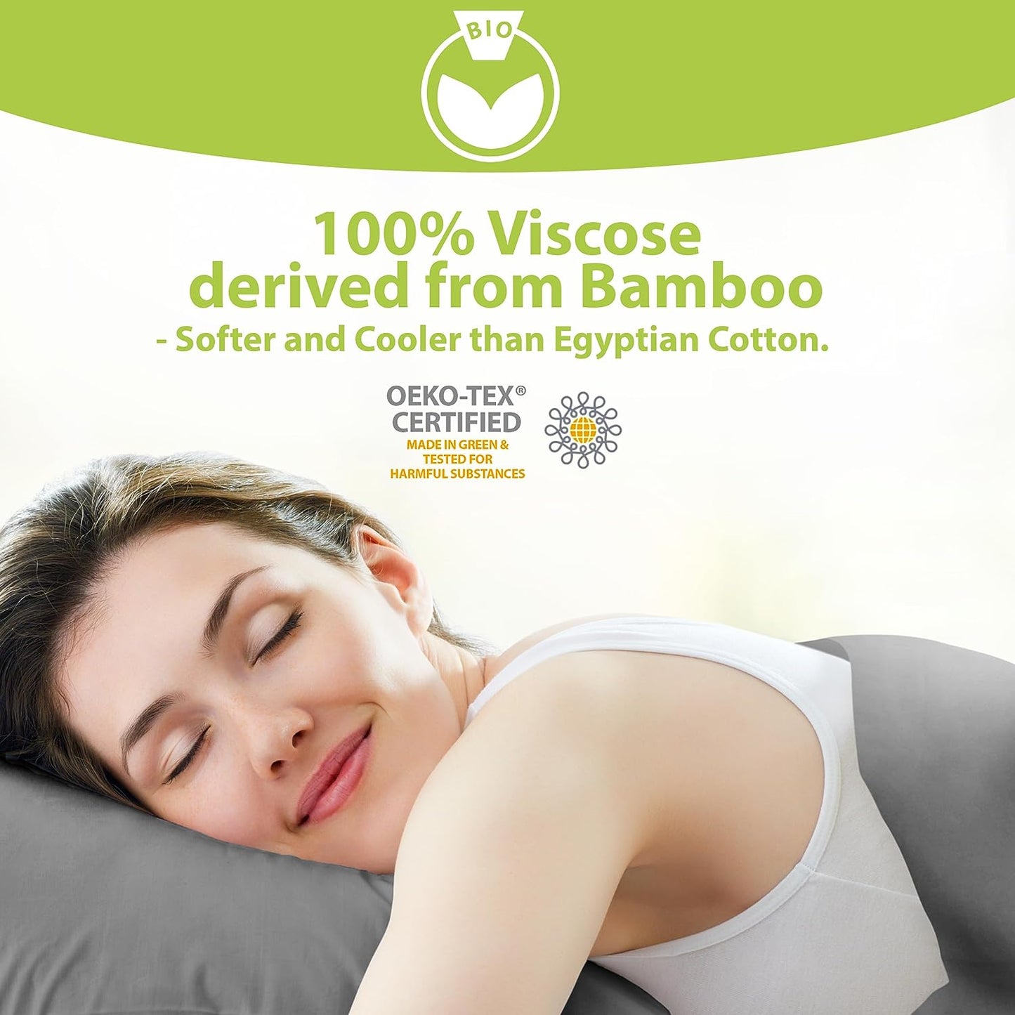 100% Viscose Derived from Bamboo Sheets Twin - 4PC Set - Super Soft Cooling Sheets - up to 16’’ Deep Pocket - Luxury Series - 1 Flat Sheet,1 Fitted Sheet,2 Pillowcases (Twin Stone Grey)