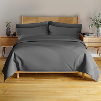 100% Viscose Derived from Bamboo Sheets Twin - 4PC Set - Super Soft Cooling Sheets - up to 16’’ Deep Pocket - Luxury Series - 1 Flat Sheet,1 Fitted Sheet,2 Pillowcases (Twin Stone Grey)