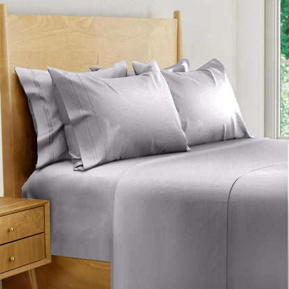100% Viscose Derived from Bamboo Sheets Twin - 4PC Set - Super Soft Cooling Sheets - up to 16’’ Deep Pocket - Luxury Series - 1 Flat Sheet,1 Fitted Sheet,2 Pillowcases (Twin Stone Grey)
