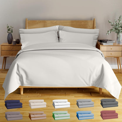 100% Viscose Derived from Bamboo Sheets Twin - 4PC Set - Super Soft Cooling Sheets - up to 16’’ Deep Pocket - Luxury Series - 1 Flat Sheet,1 Fitted Sheet,2 Pillowcases (Twin Stone Grey)