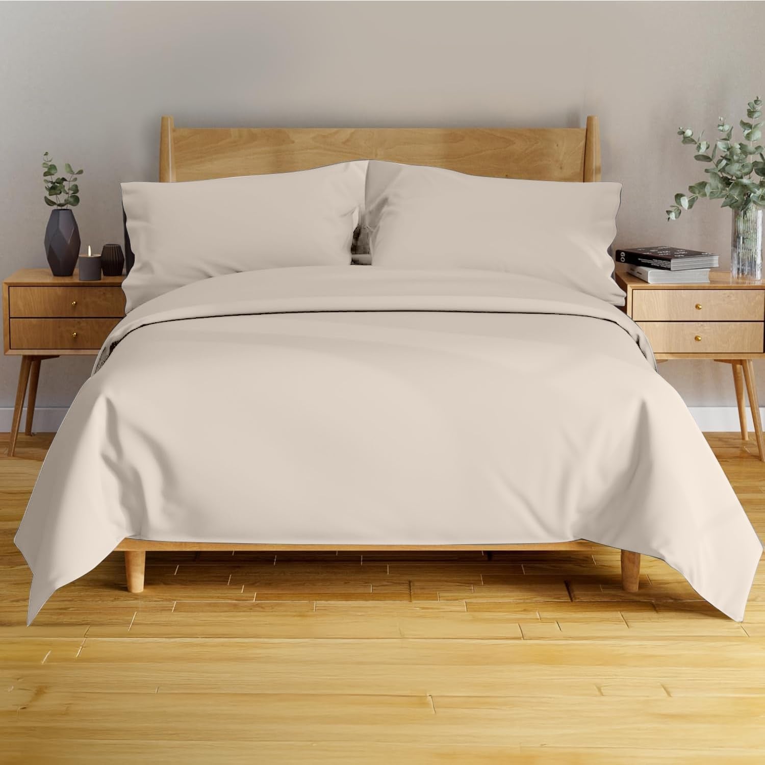 100% Viscose Derived from Bamboo Sheets Twin - 4PC Set - Super Soft Cooling Sheets - up to 16’’ Deep Pocket - Luxury Series - 1 Flat Sheet,1 Fitted Sheet,2 Pillowcases (Twin Stone Grey)