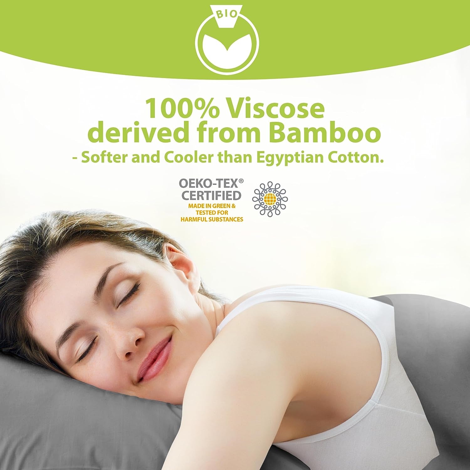 100% Viscose Derived from Bamboo Sheets Twin - 4PC Set - Super Soft Cooling Sheets - up to 16’’ Deep Pocket - Luxury Series - 1 Flat Sheet,1 Fitted Sheet,2 Pillowcases (Twin Stone Grey)